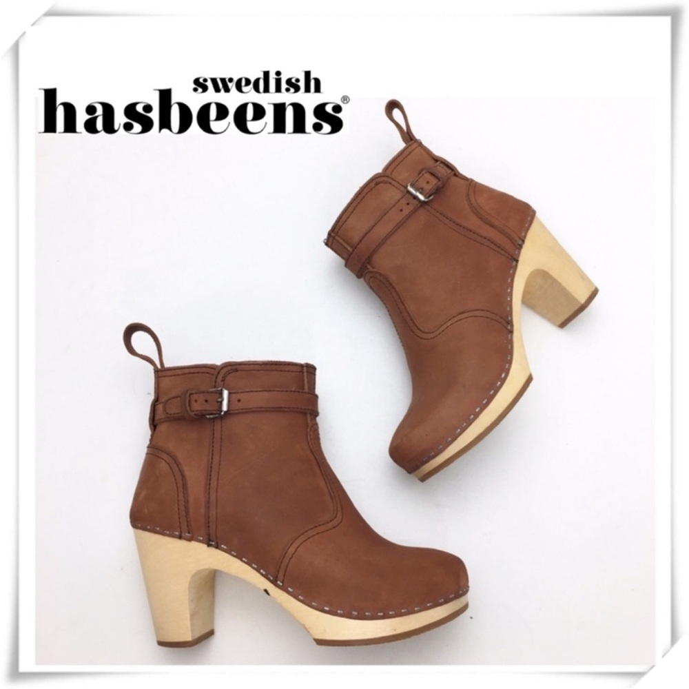 Swedish Hasbeens High-Heeled Jodhpur in Chocolate Brown Nubuck 38